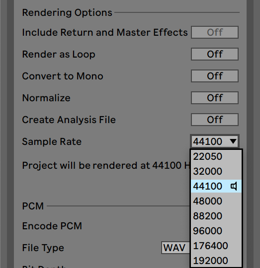 ableton live music production aulart rendering exporting track mastering mixing soundcloud settings options bit depth sample rate mp3