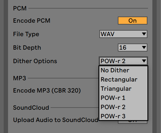 ableton live music production aulart rendering exporting track mastering mixing soundcloud settings options bit depth sample rate mp3